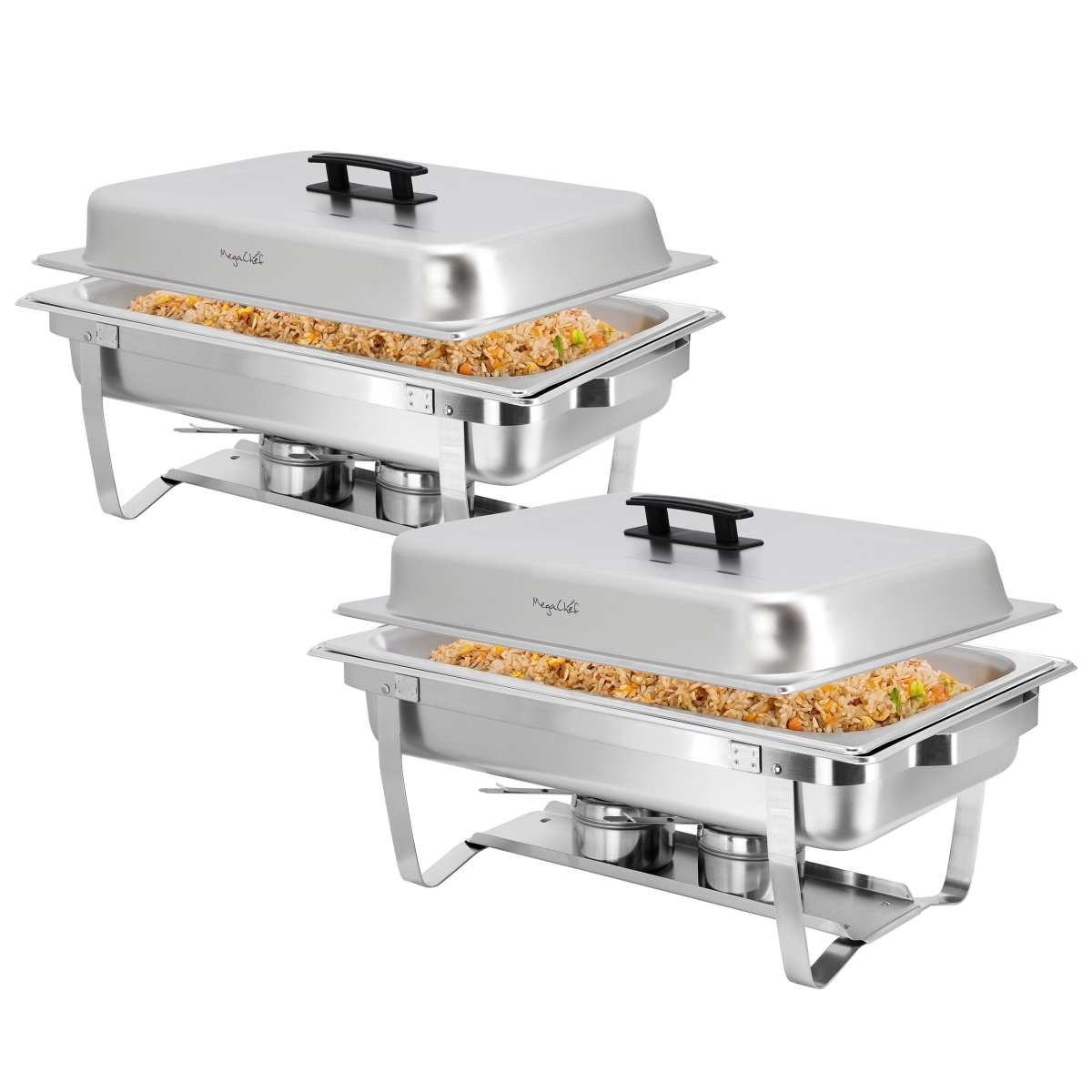 Picture of MegaChef MG-430401-2 9.5 qt. Foldable Stainless Steel Professional Chafing Dish & Food Warmer & Buffet Server Serving Trays, Set of 2