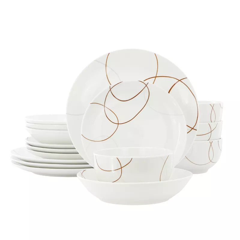 Picture of Elama ELM-SYDNEY-16 Sydney Porcelain Double Bowl Dinnerware Set - 16 Piece