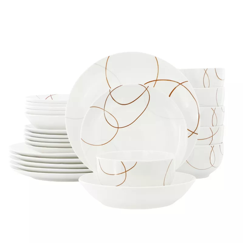 Picture of Elama ELM-SYDNEY-24 Sydney Porcelain Double Bowl Dinnerware Set - 24 Piece