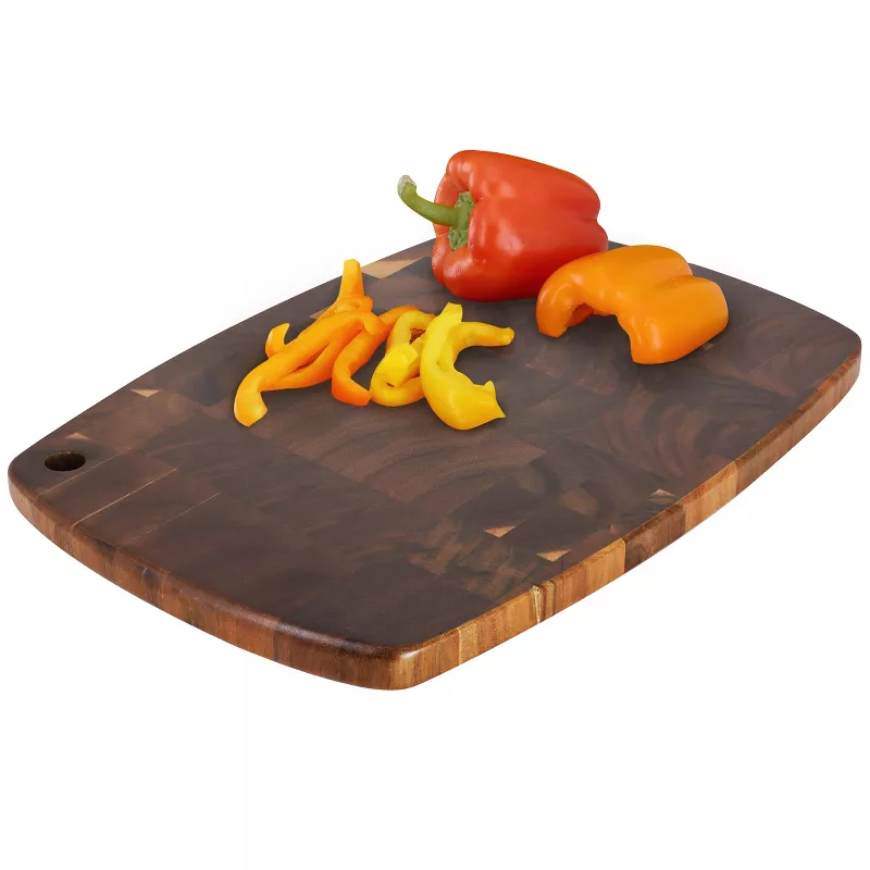Picture of Mega Chef MC-A150 15.5 x 10.5 in. Acacia Wood Rectangular Cutting Board with Rounded Edge - Dark Brown
