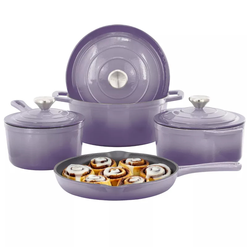 Picture of Mega Chef MC-CI7SET-PUR Enameled Cast Iron Cookware Set - Purple - 7 Piece