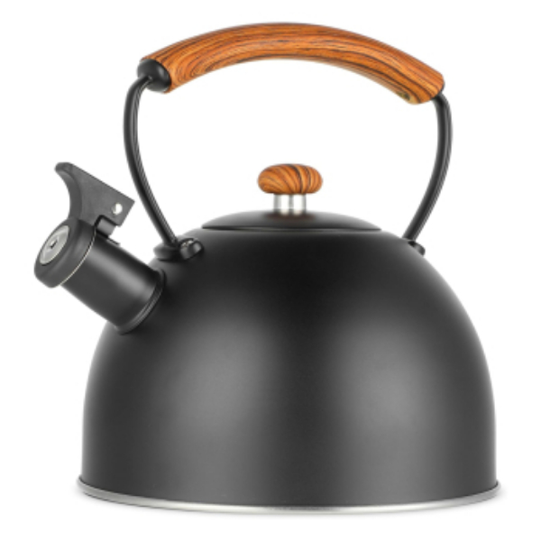 Picture of Mega Chef MGKTL-375BLK 3.2 qt. Whistling Tea Kettle with Wood Grain Nylon Cool Touch Handle, Matte Black