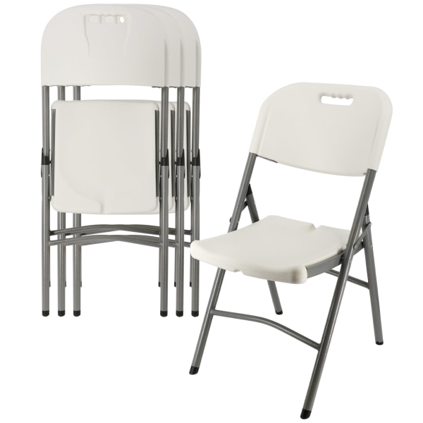 ELM-Y60 4 Piece Stackable Folding Chair Set for Indoor & Outdoor, White & Gray