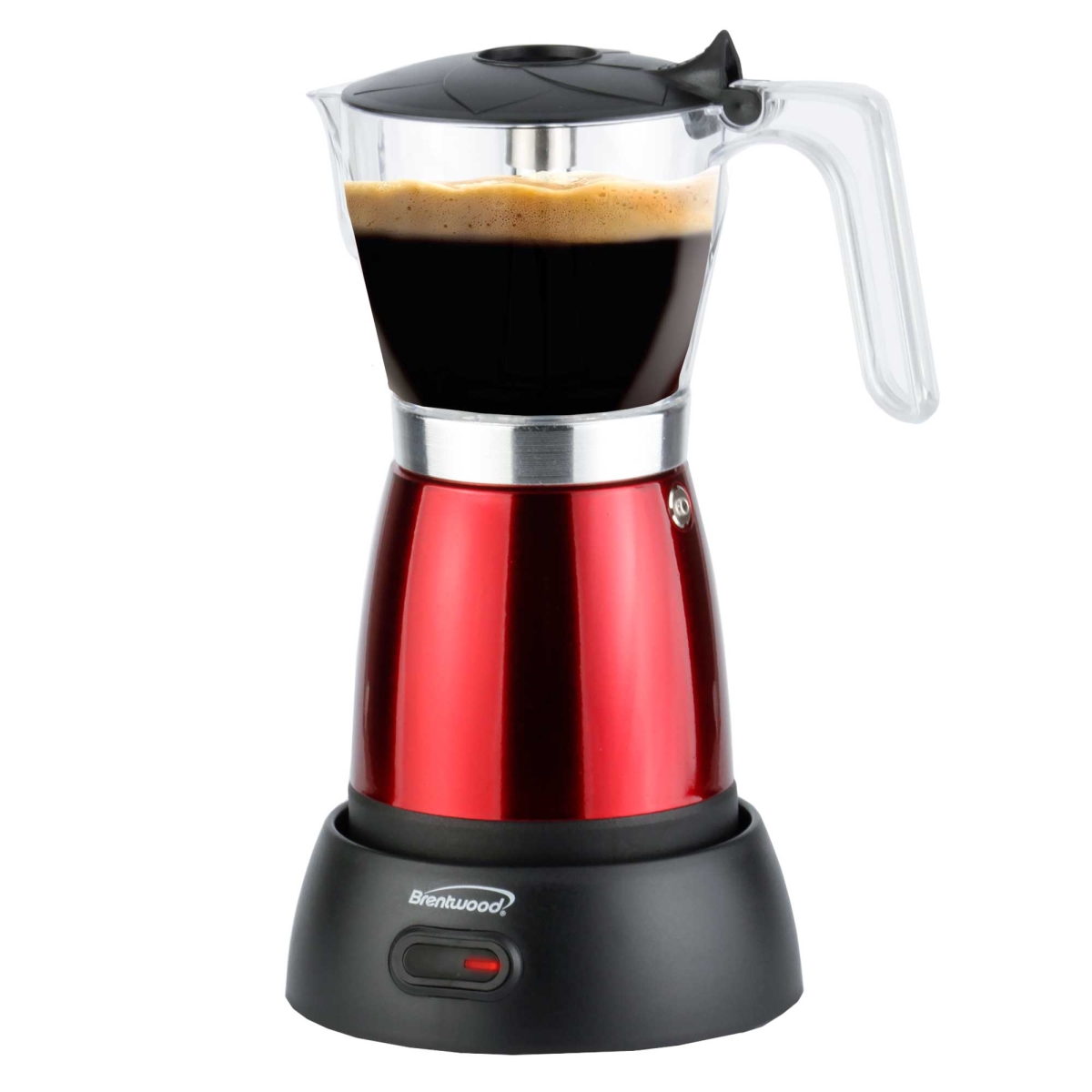 TS-119R 6 Serving Cordless Electric Moka Pot Espresso Machine, Red