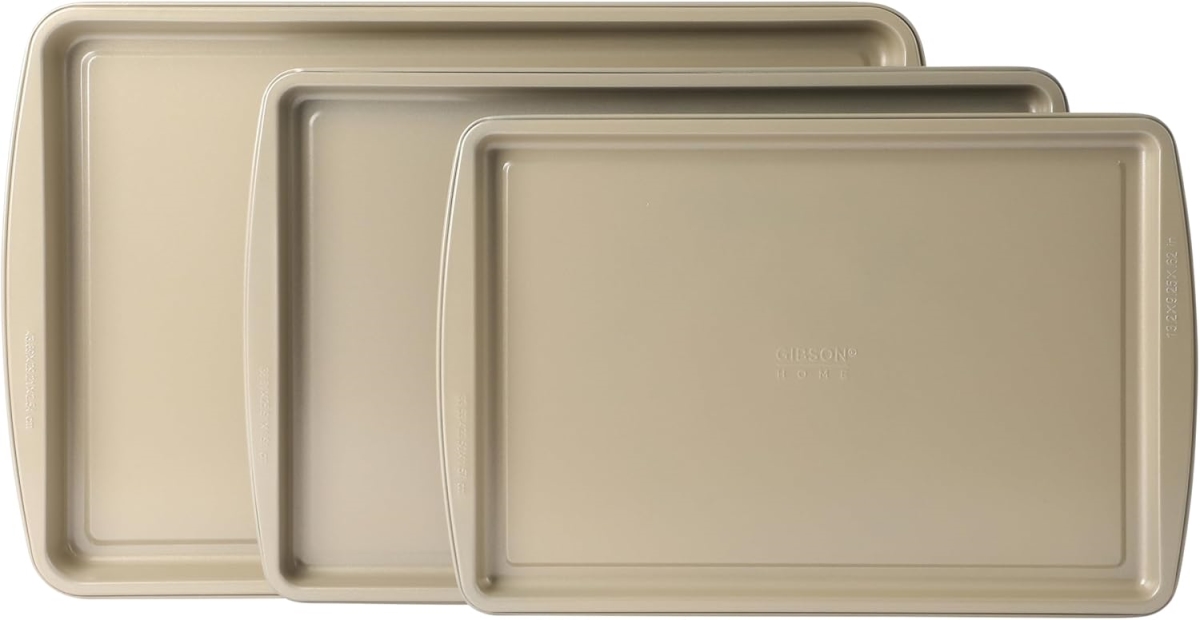 147012.03 Lyneham Carbon Steel Non-Stick Cookie Sheet Set, Champagne Gold - 3 Piece