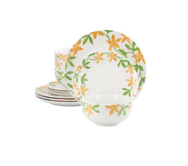 148484.12 Surrey Hill Round Fine Ceramic Dinnerware Set, White - 12 Piece