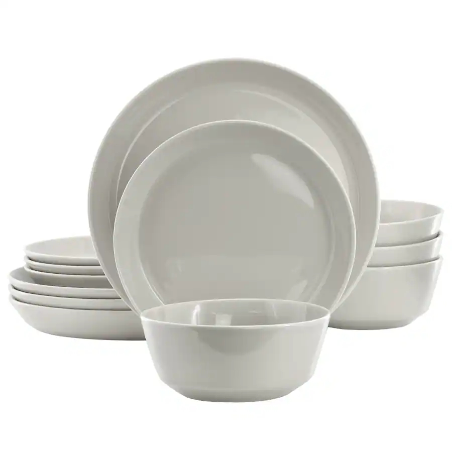 148601.12 Sunlit Mist Round Sto are Dinnerware Set, Gray - 12 Piece