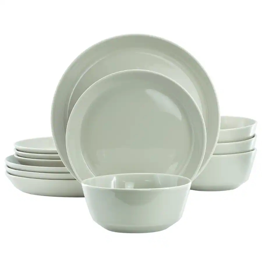 148603.12 Sunlit Mist Round Sto are Dinnerware Set, Green - 12 Piece