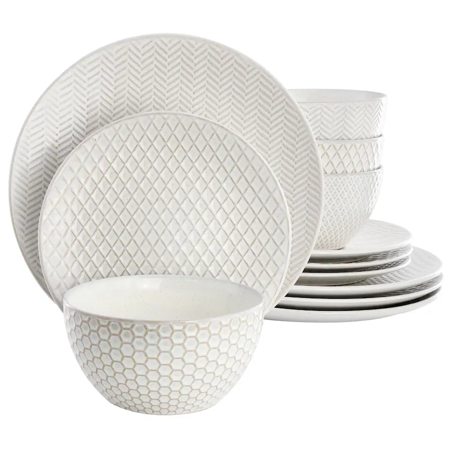 148717.12 Earlhart Sto are Dinnerware Set, White - 12 Piece