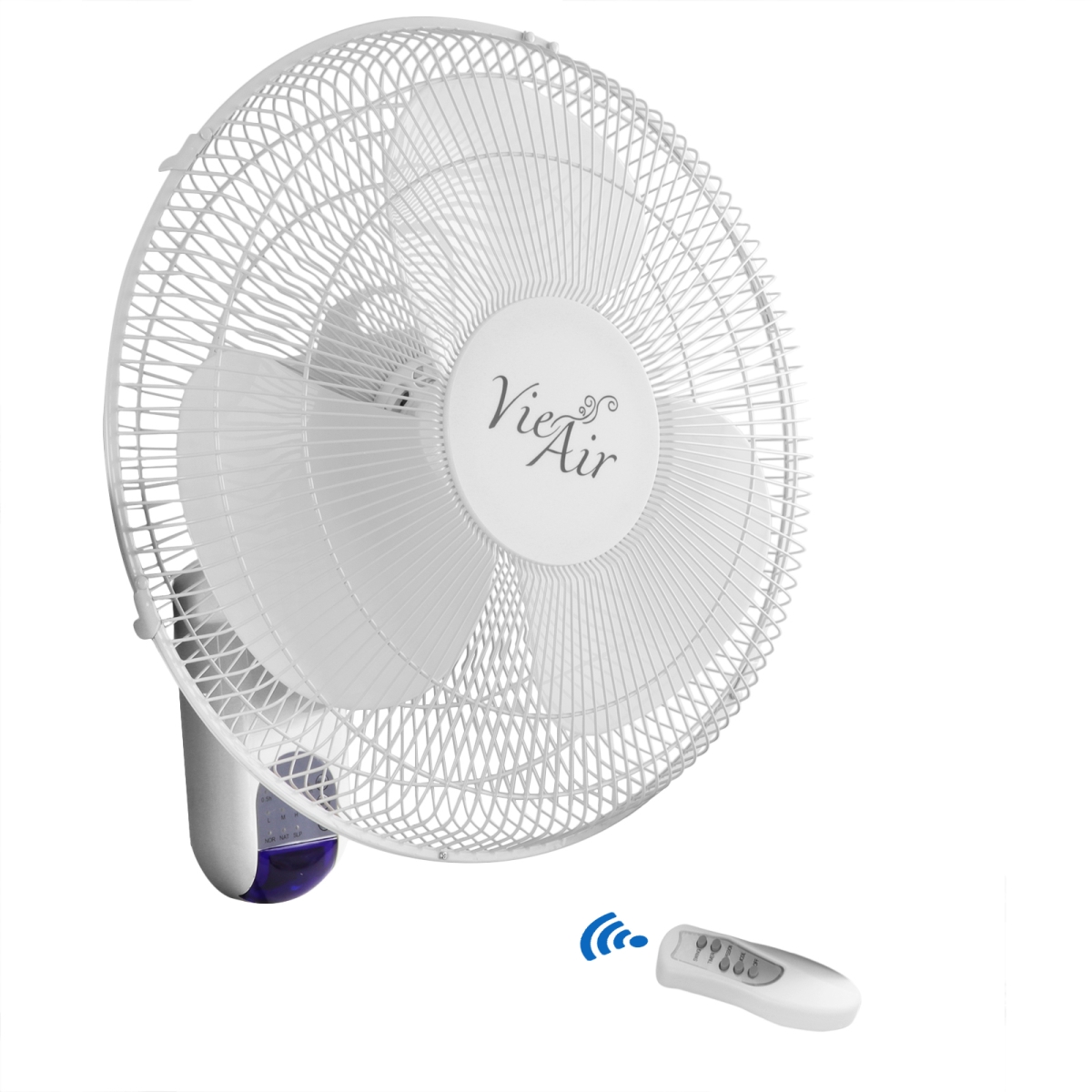 16 in. Plastic Wall Fan with Remote Control - White