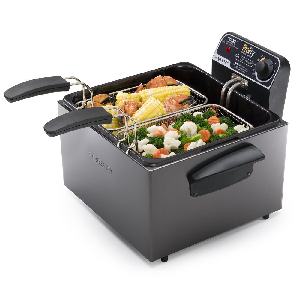 Picture of Presto 5489 4.7 Litre Stainless Steel Dual Basket Pro Fry&#44; Black