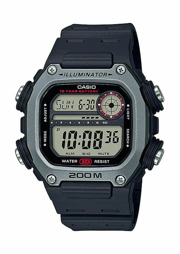 Picture of Casio DW291H-1AV 200 m Digital LED Light Watch with 10 Years Battery Life - Black & Gray