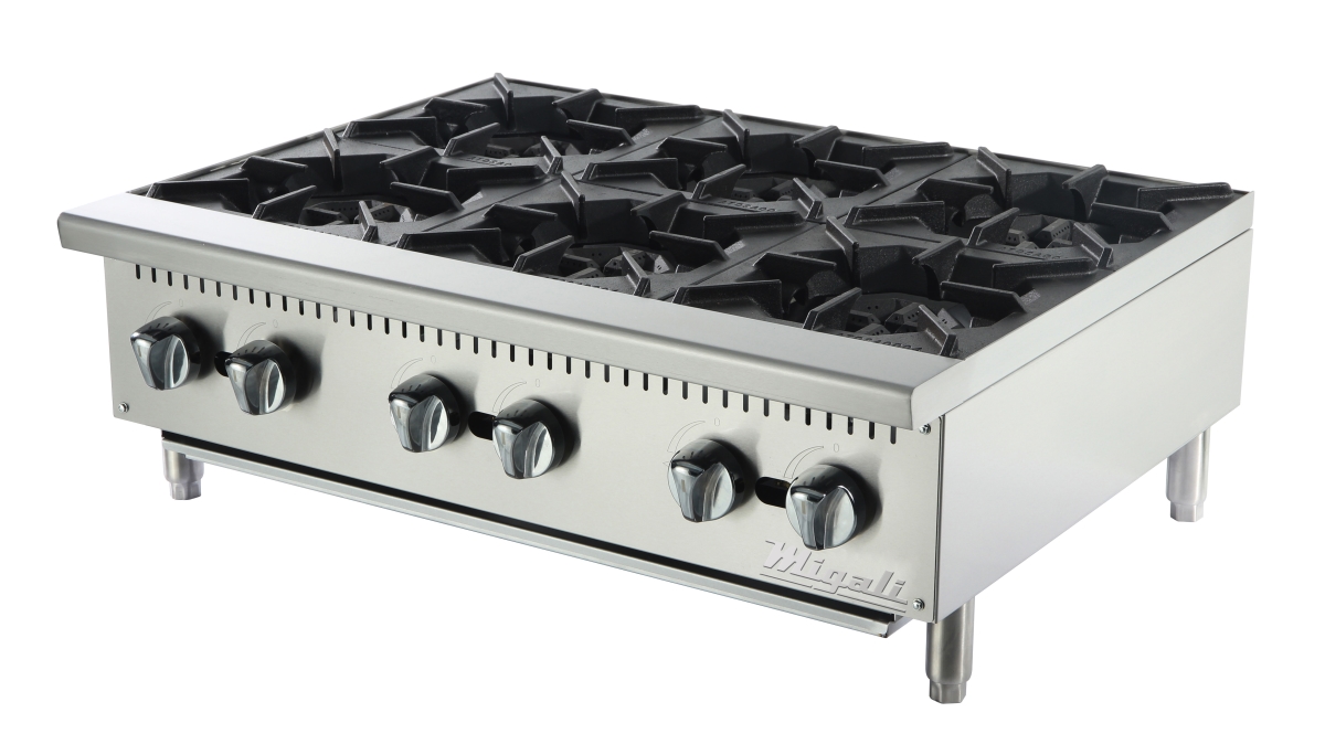Picture of Migali C-HP-6-36 36 in. Competitor Series Countertop 6 Burners Hot Plate&#44; Stainless Steel