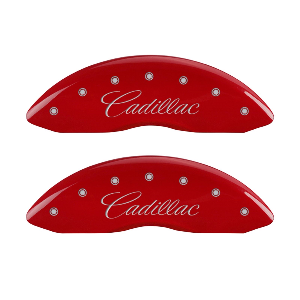 35007SATSRD Silver Characters Engraved Front Cadillac - ATS Engraved Rear Caliper Cover Red Powder Coat - Set of 4