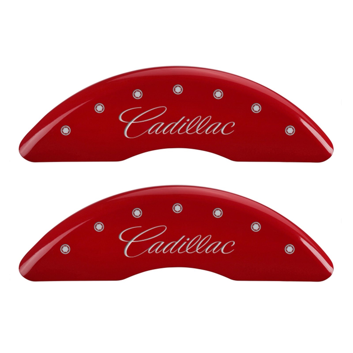 35008SXTSRD Silver Characters Engraved Front Cadillac - XTS Engraved Rear Caliper Cover Red Powder Coat - Set of 4