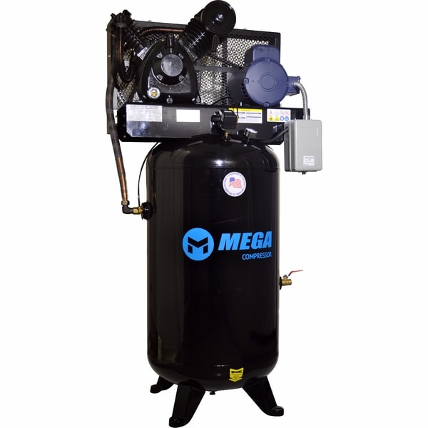 MP-5080VM3 80 gal 230V 5 HP Upright 19 CFM at 175-180 PSI Two Stage Air Compressor with Mag Starter -  Mega Compressor