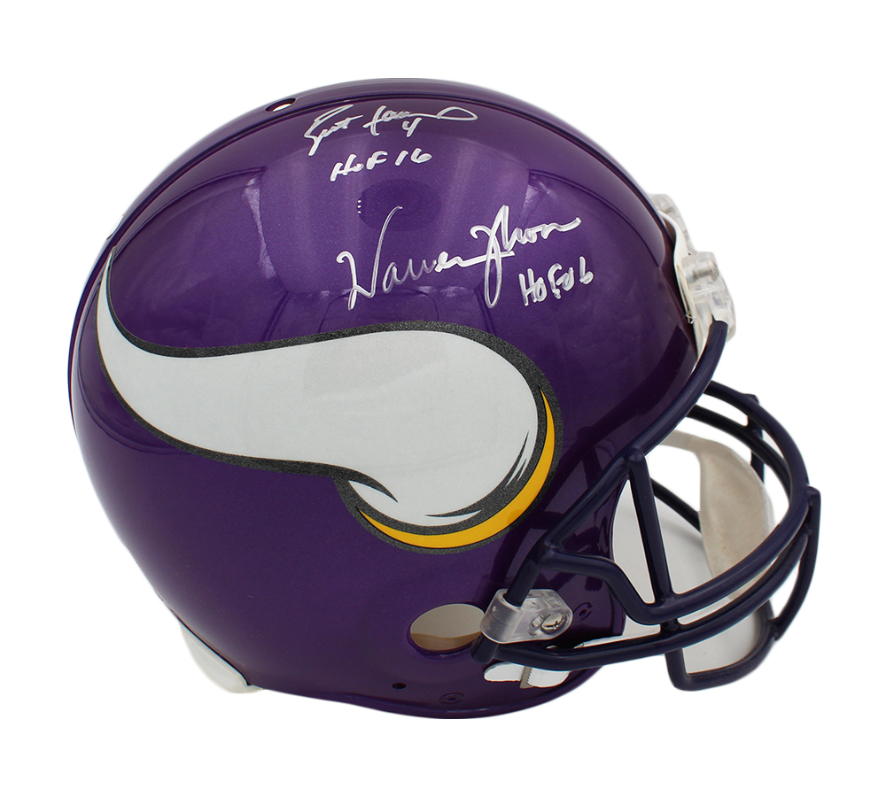 10756 Brett Favre & Warren Moon Signed Minnesota Vikings Speed Authentic NFL Helmet with HOF Inscription -  Radtke Sports