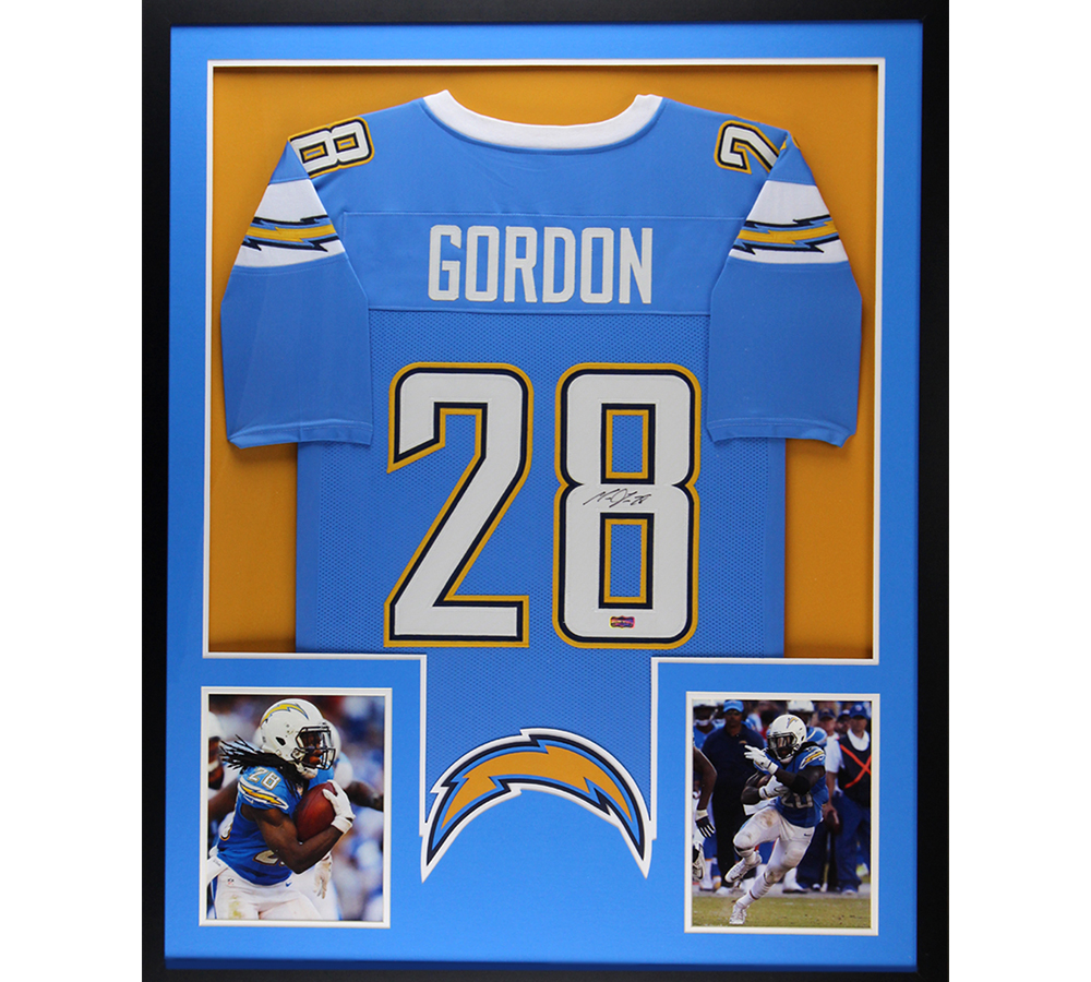 Picture of Radtke Sports 10601 Melvin Gordon Signed Los Angeles Framed Powder Jersey&#44; Blue - Large