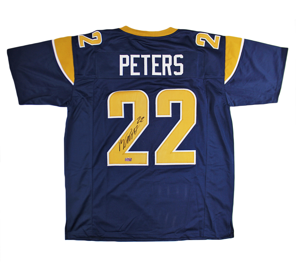 Picture of Radtke Sports 11471 Marcus Peters Signed St. Louis Jersey&#44; Navy