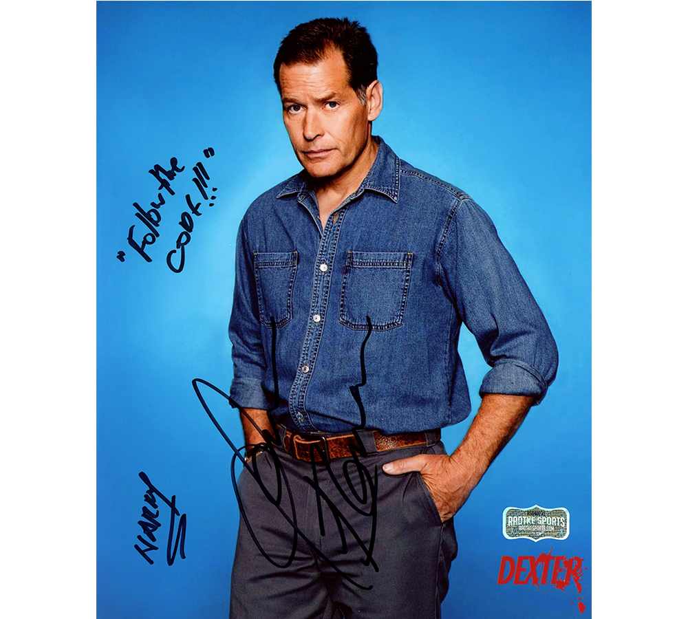 11150 James Remar Signed Dexter Unframed 8 x 10 in. Photo with Follow the Code & Harry Inscriptions -  Radtke Sports