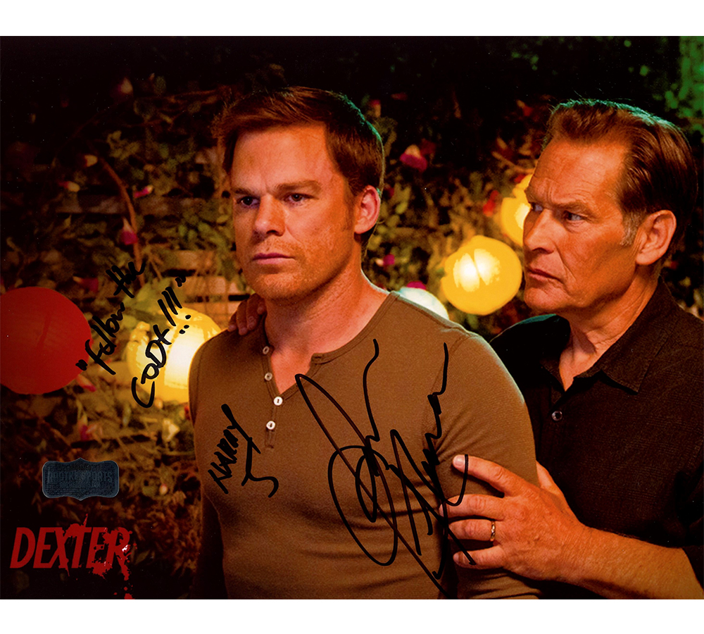 11151 James Remar Signed Dexter Unframed 8 x 10 in. Photo - Duo with Follow the Code & Harry Inscriptions -  Radtke Sports