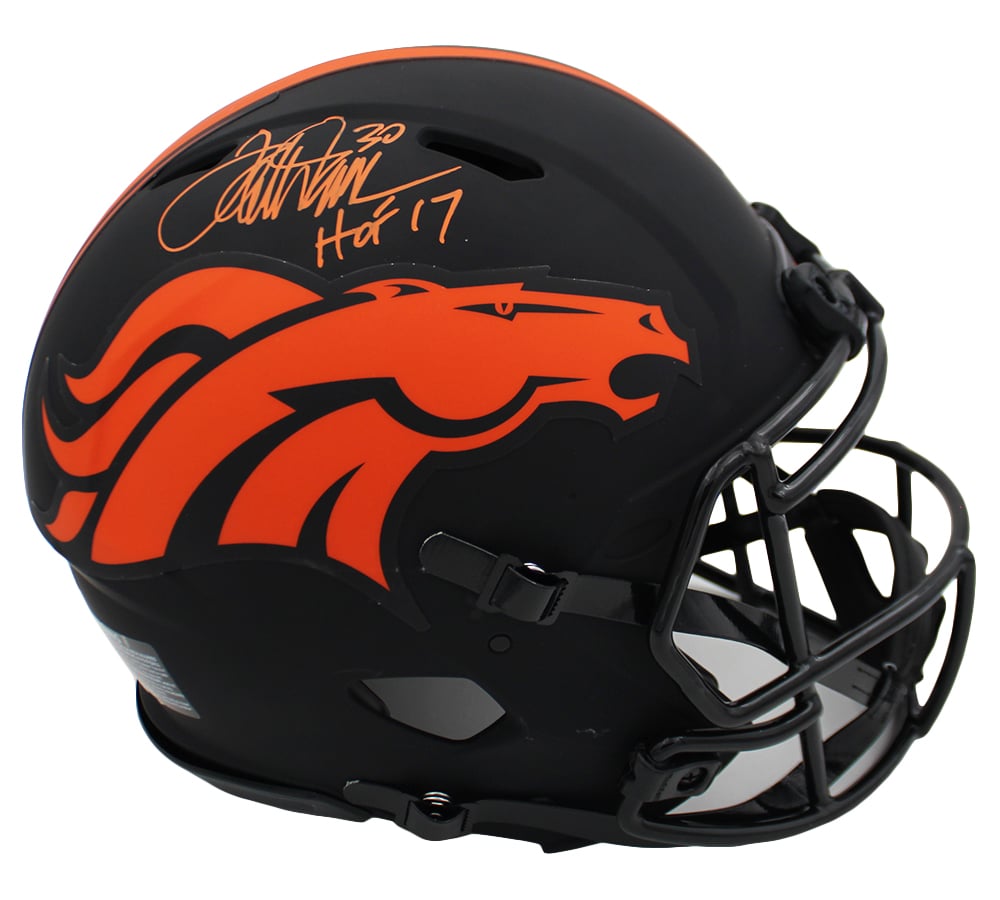15799 Terrell Davis Signed Denver Broncos Speed Authentic Eclipse NFL Helmet with HOF 17 Inscription