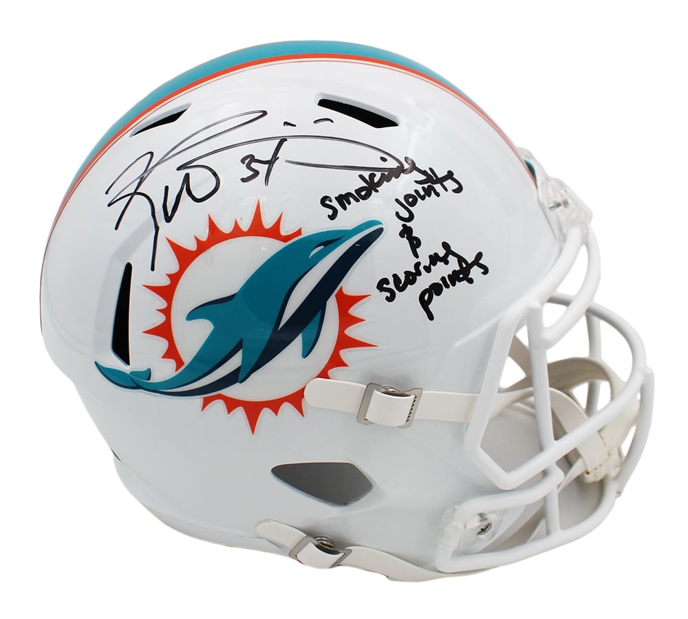 15486 Ricky Williams Signed Miami Dolphins Speed Full Size NFL Helmet with Smoking Joints & Scoring Points Inscription
