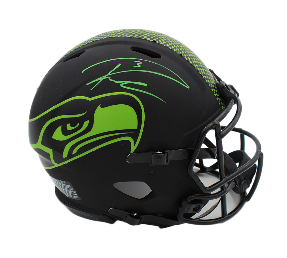 16783 Russell Wilson Signed Seattle Seahawks Speed Authentic Eclipse NFL Helmet with Green Ink