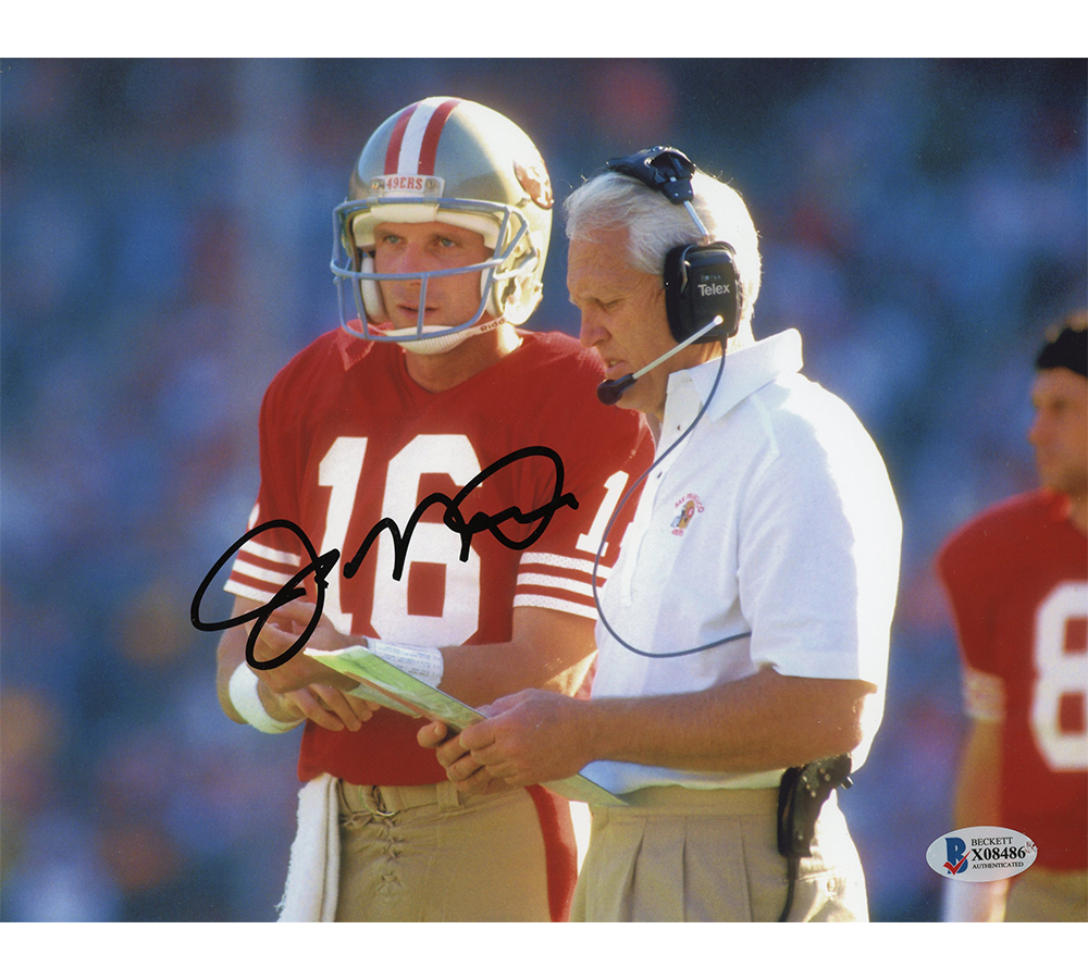 17433 8 x 10 in. Joe Montana Signed San Francisco 49ers Unframed NFL Photo - with Coach -  Radtke Sports