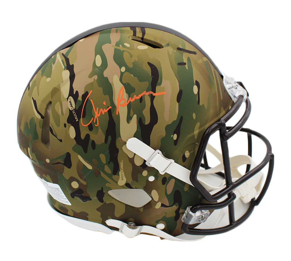 19861 Jim Brown Signed Cleveland Browns Speed Authentic Camo NFL Helmet