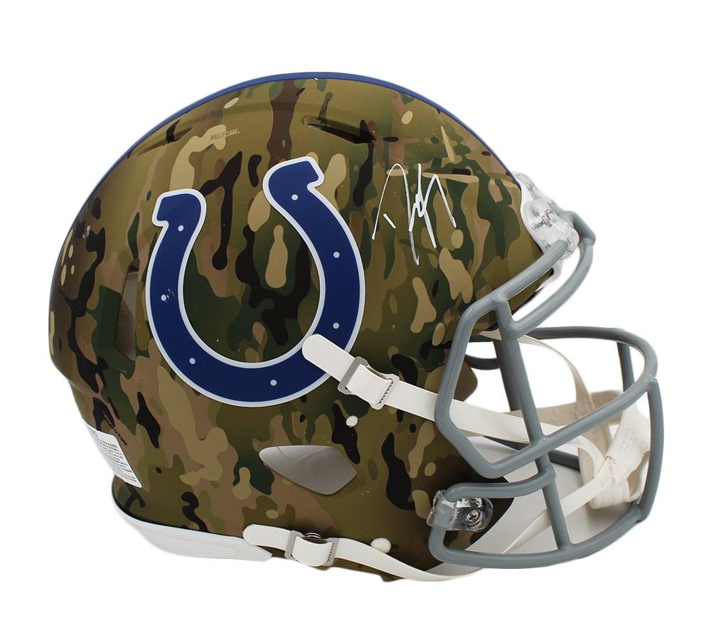 20421 Dwight Freeney Signed Indianapolis Colts Speed Authentic Camo NFL Helmet