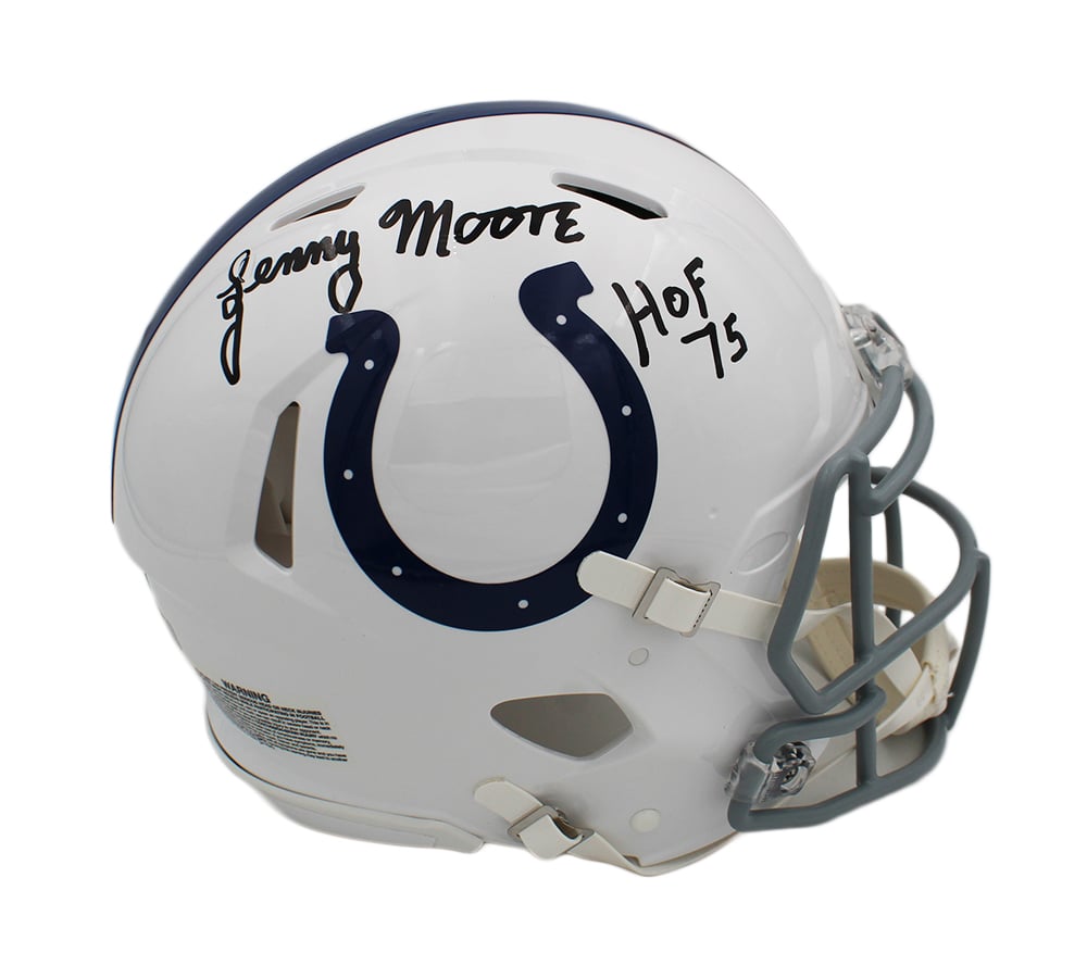 21084 Lenny Moore Signed Indianapolis Colts Speed Authentic NFL Helmet with HOF 75 Inscription