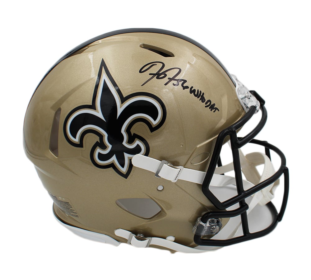 17323 Demario Davis Signed   Orleans Saints Speed Authentic Helmet with Who Dat Inscription