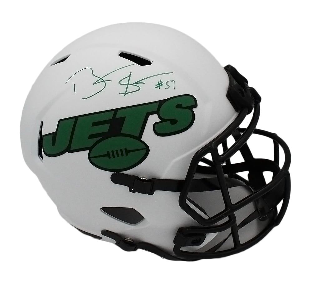 18518 Bart Scott Signed   York Jets Speed Full Size Lunar NFL Helmet