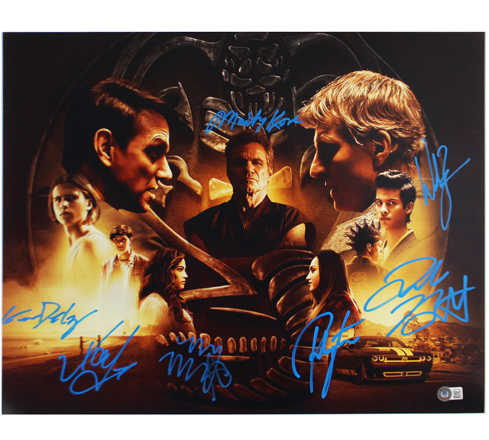 20347 16 x 20 in. Multi-Signed Cobra Kai Unframed Collage of Actors Photo with 7 Signatures
