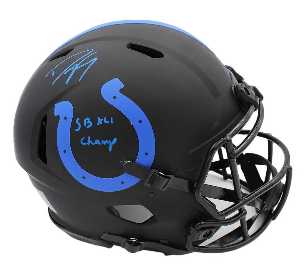 17210 NFL Indianapolis Colts Dwight Freeney Signed Speed Authentic Eclipse Helmet with SB XLI Champs Inscription