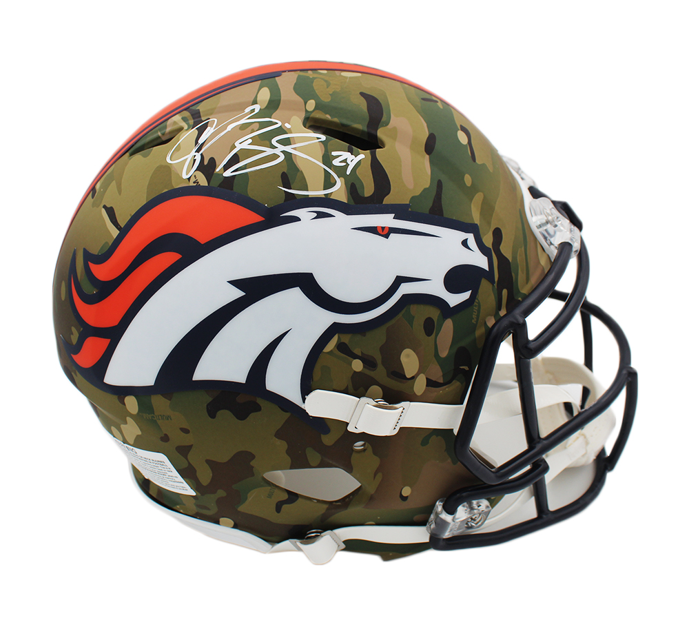 20216 NFL Denver Broncos Champ Bailey Signed Speed Authentic Camo Helmet