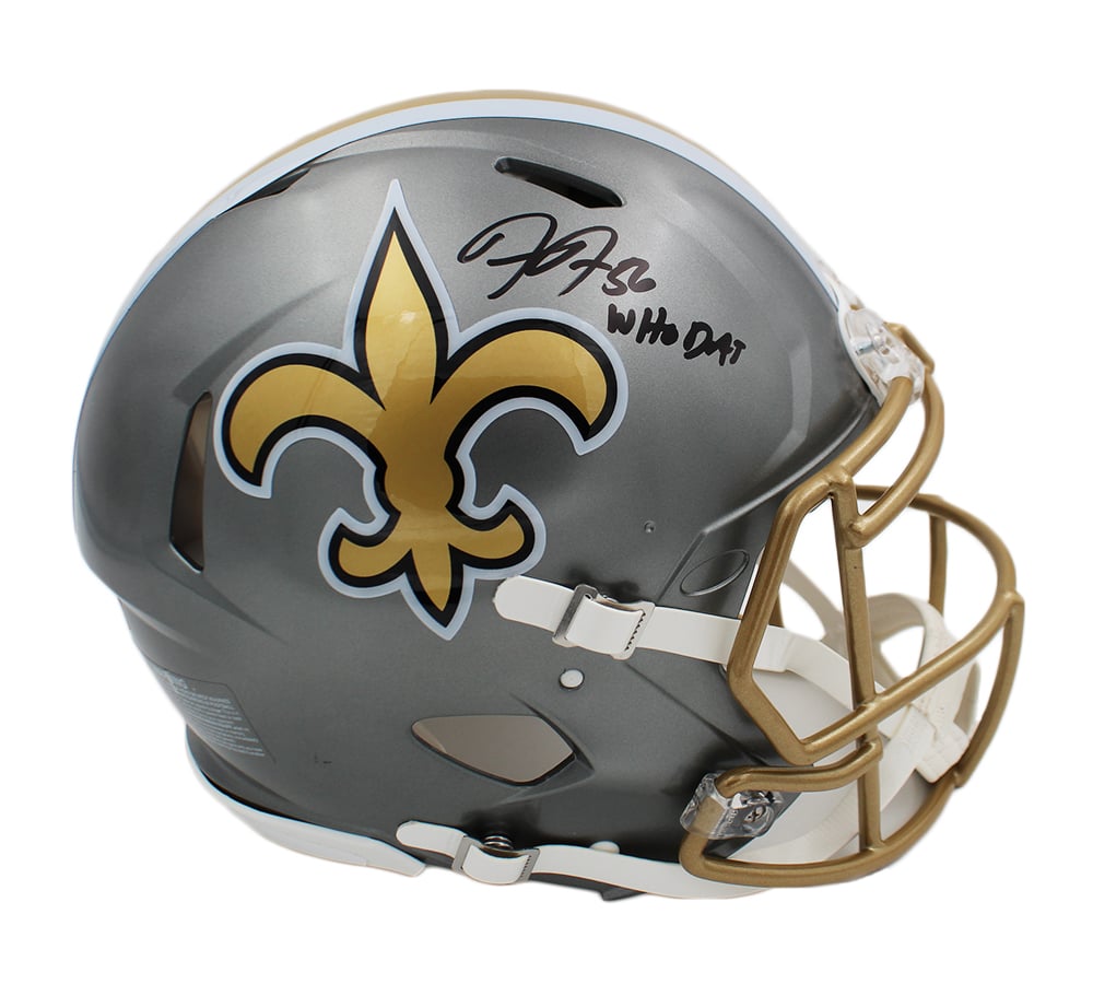 20925 NFL   Orleans Saints Demario Davis Signed Speed Authentic Flash Helmet with Who Dat
