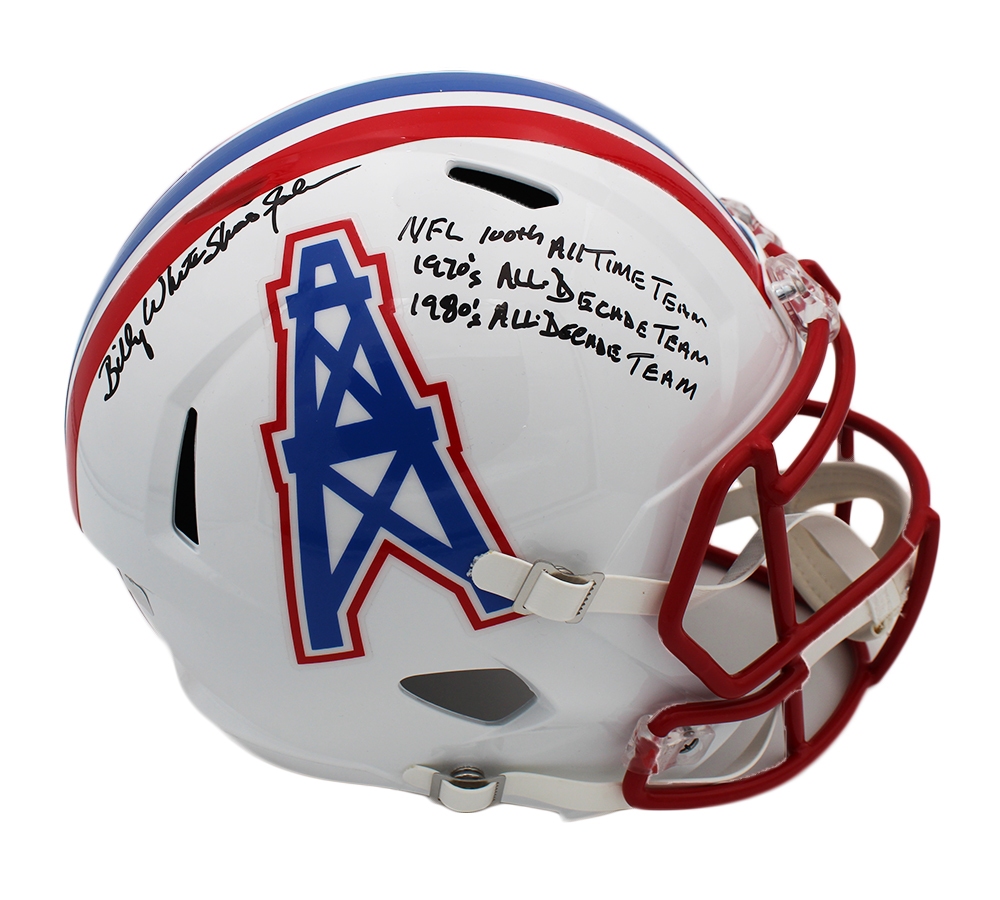 19379 Billy Johnson Signed Houston Speed Full Size TB NFL Helmet with AD & NFL Inscription, White