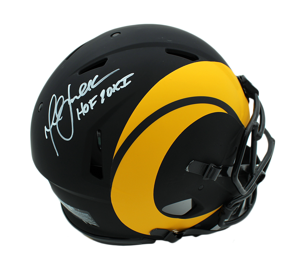 16936 Marshall Faulk Signed Los Angeles Rams Speed Authentic Eclipse NFL Helmet with HOF 20XI Inscription