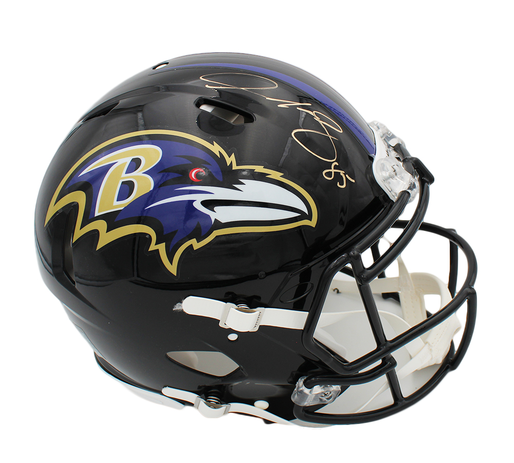 18749 Derrick Mason Signed Baltimore Ravens Speed Authentic NFL Helmet