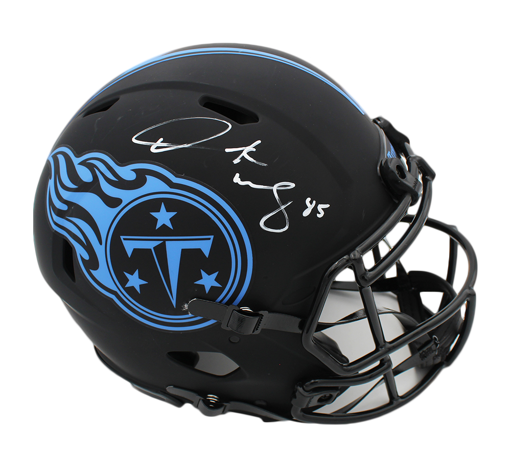 18757 Derrick Mason Signed Tennessee Titans Speed Authentic Eclipse Helmet