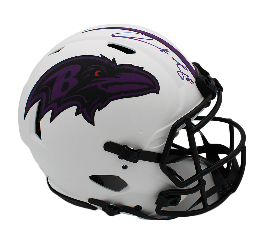 18763 Derrick Mason Signed Baltimore Ravens Speed Authentic Lunar NFL Helmet