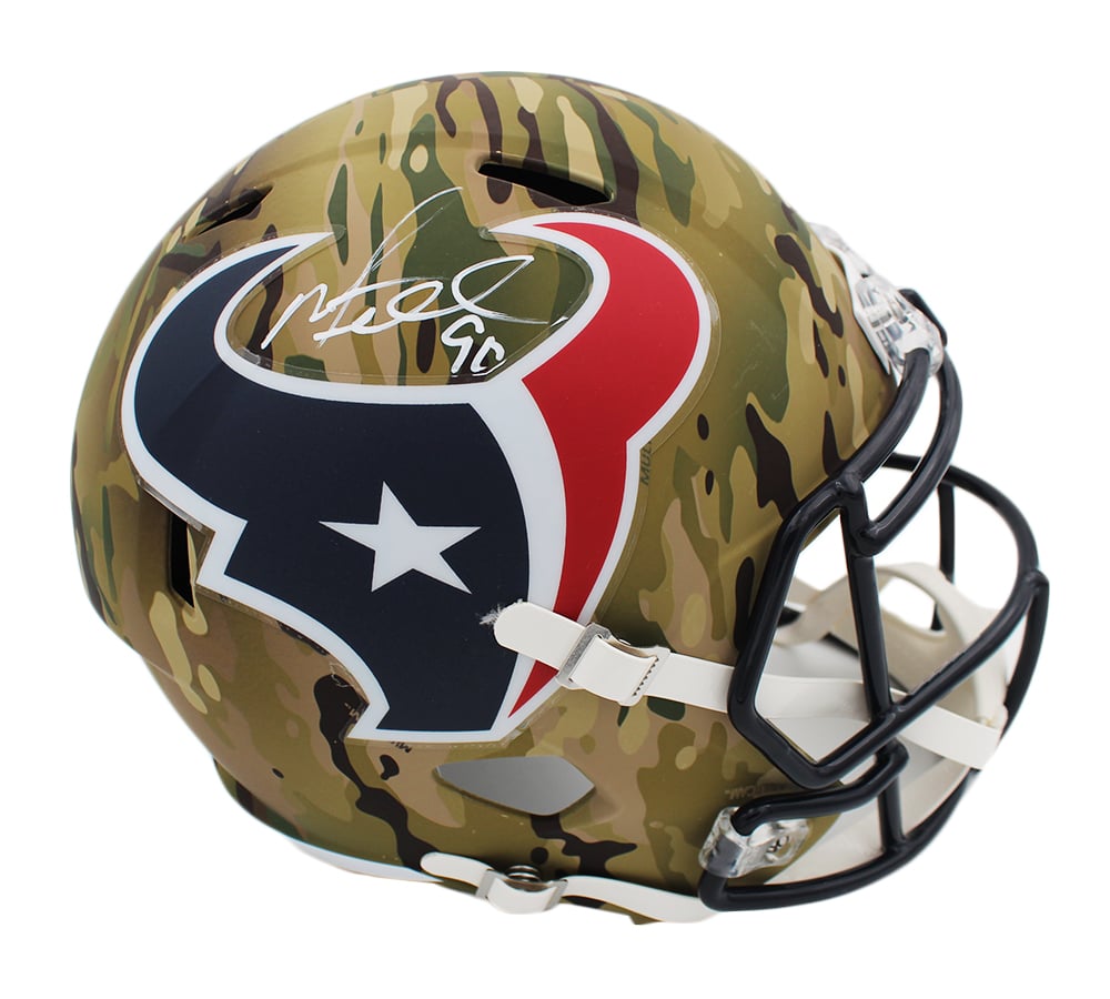 20460 Mario Williams Signed Houston Texans Speed Full Size NFL Helmet, Camo