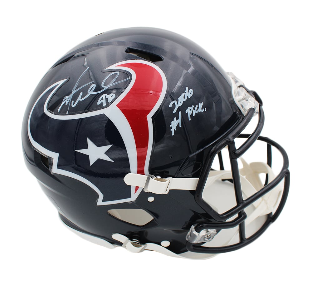 20465 Mario Williams Signed Houston Texans Speed Authentic NFL Helmet with 2006 No.1 Pick Inscription