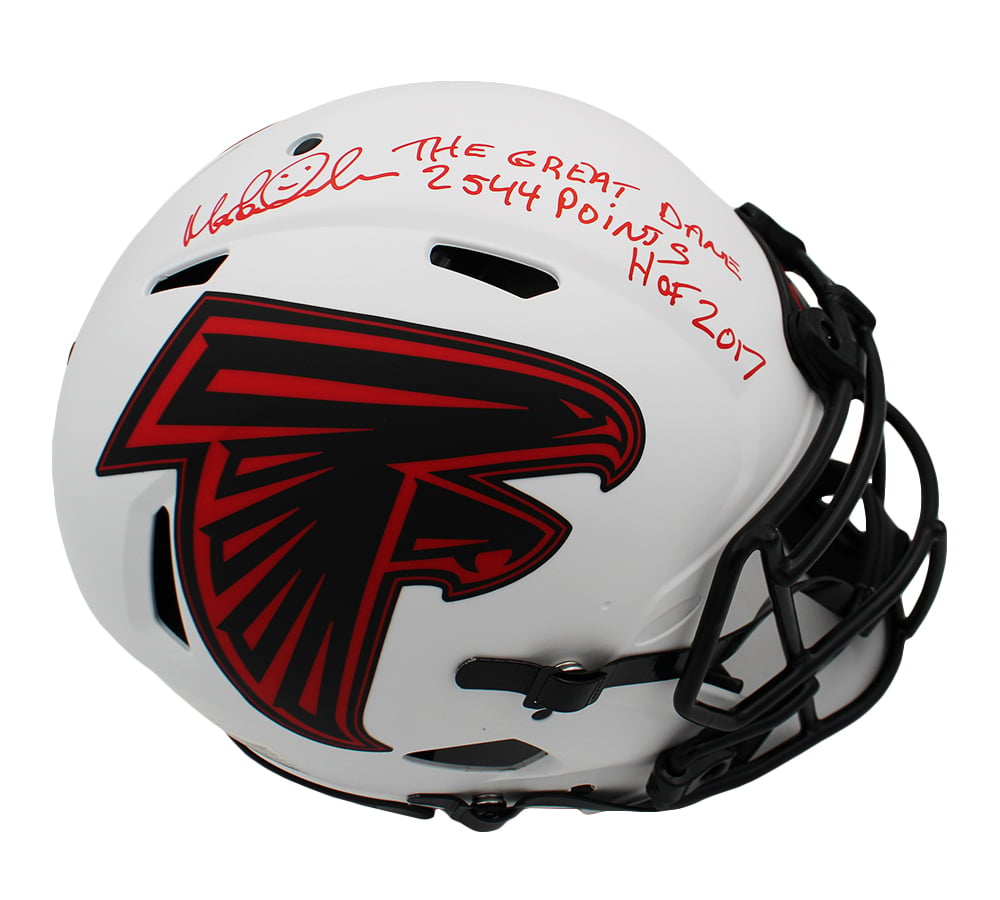 22416 Morten Andersen Signed Atlanta Falcons Speed Authentic Lunar Helmet with HOF 2017 The Great Dane & 2544 Points Inscription