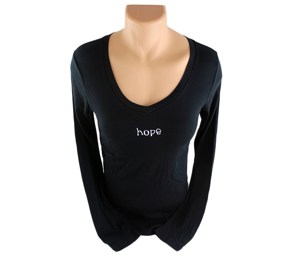 Picture of Radtke Sports 2310 Official Favre 4 Hope Ladies Long Sleeve Shirt with Hope&#44; Black - Medium