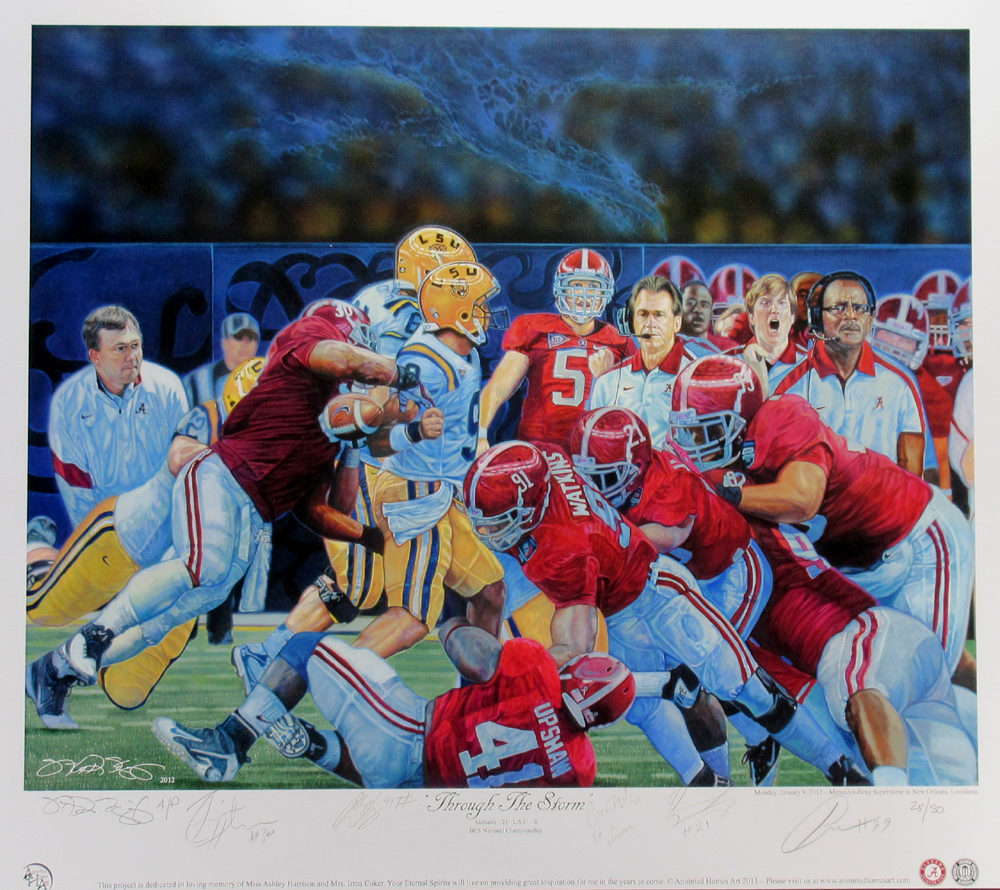Picture of Radtke Sports 3469 Alabama Crimson Tide 2012 BCS Championship Game Limited Edition Print Signed by the Artist & 5 Players - Through The Storm