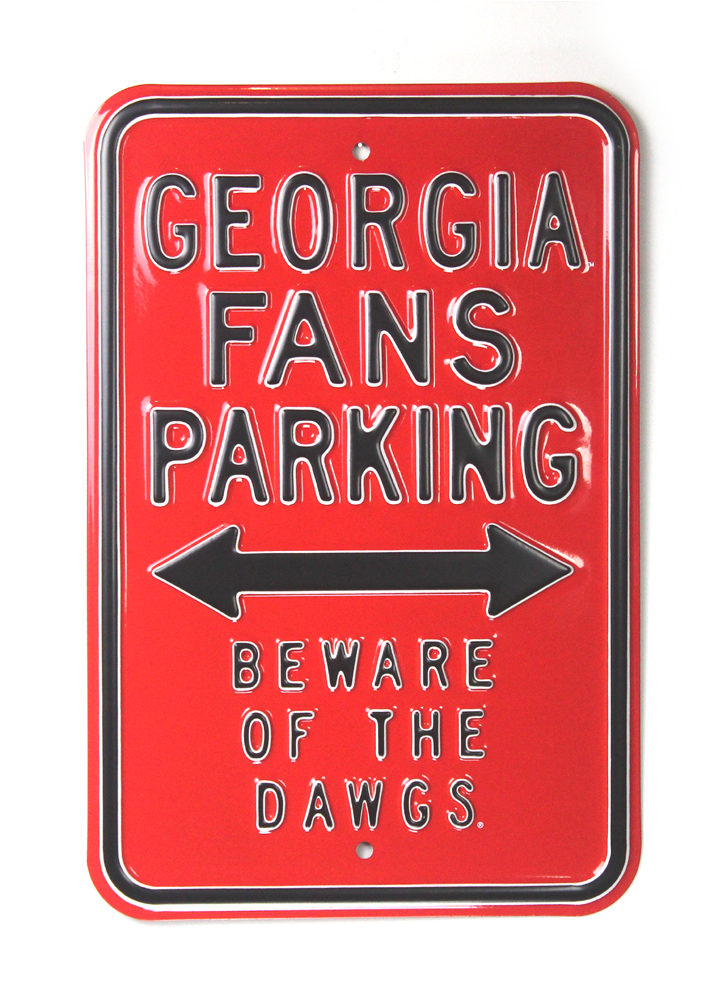 Picture of Radtke Sports 6412 12 x 18 in. Georgia Bulldogs Officially Licensed Authentic Steel Parking Sign&#44; Red - Beware of the Dawgs