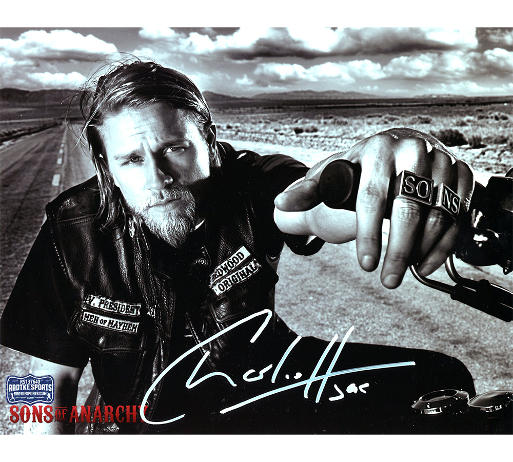 23891 8 x 10 in. Charlie Hunnam Signed Sons of Anarchy Unframed Photo - Close Up Sitting on Bike -  Radtke Sports
